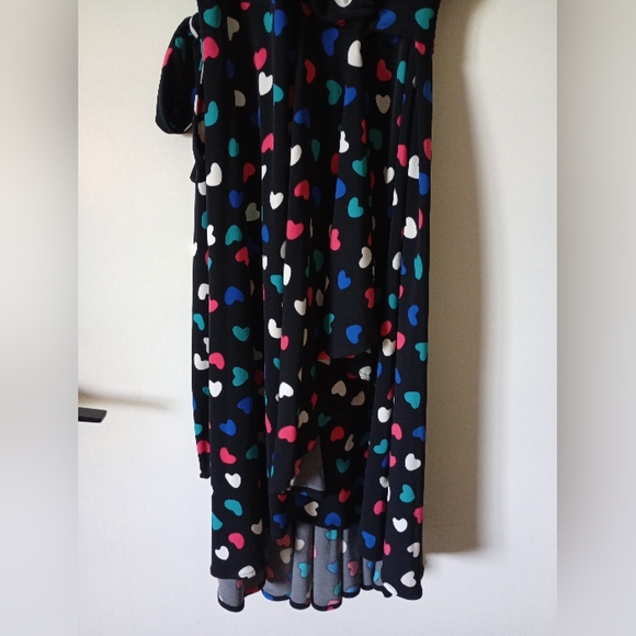 Vicky Tiel Heart Print Multicolor Wrap Dress Size Small - Picture 2 of 12